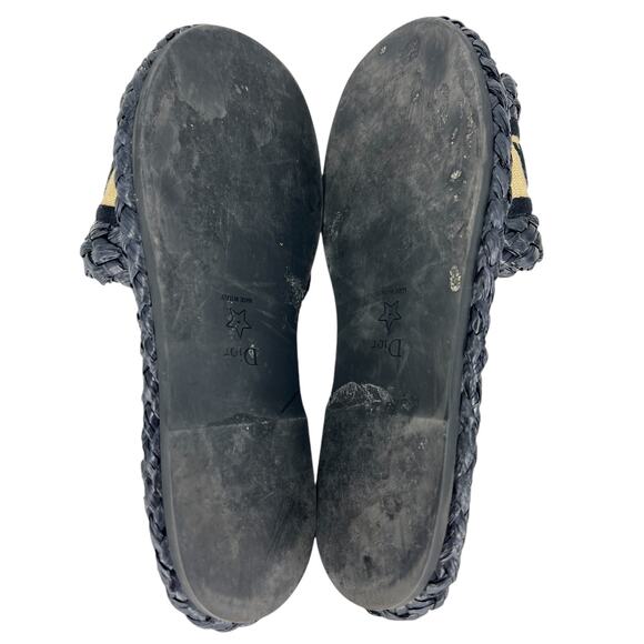 Christian Dior Raffia Embroidered Dway Mules Slide Sandals - Picture 13 of 15